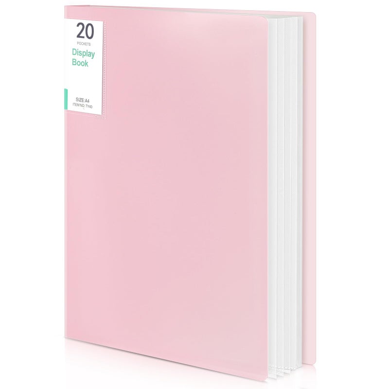 Phyxin 80-Pocket Portfolio Binder Organizer, Binder Sheet Protectors 8.5" x 11", Displaying 160 Page Plastic Folders for Documents, Document Organizer for Concert, Artwork, School & Office Use, Pink - Image 1